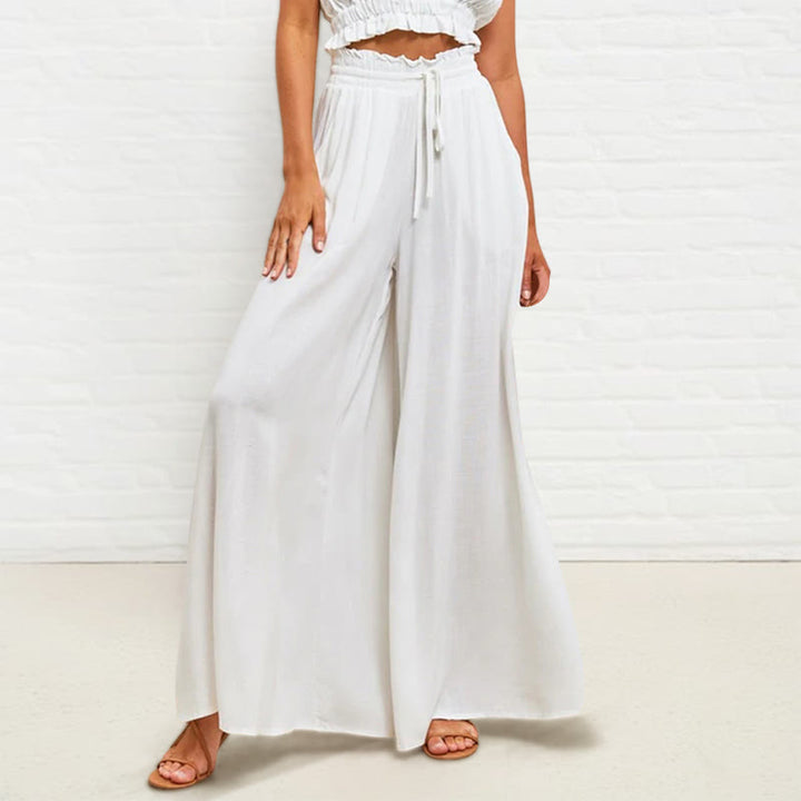 Pantaloni larghi da donna in poliestere con tasche, casual, elastici, a vita alta, semplici, Buddha Stones