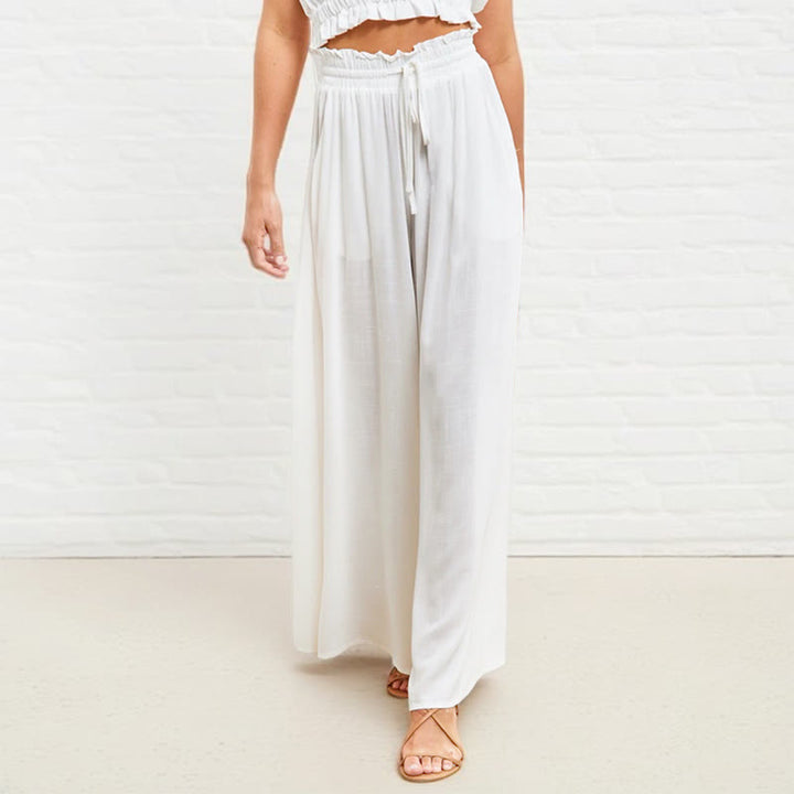 Pantaloni larghi da donna in poliestere con tasche, casual, elastici, a vita alta, semplici, Buddha Stones