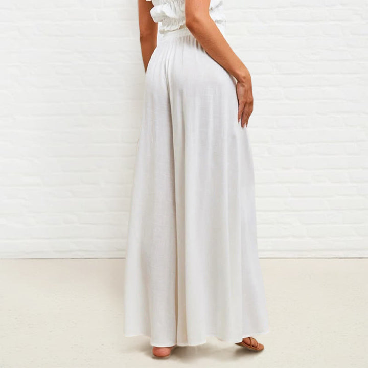 Pantaloni larghi da donna in poliestere con tasche, casual, elastici, a vita alta, semplici, Buddha Stones