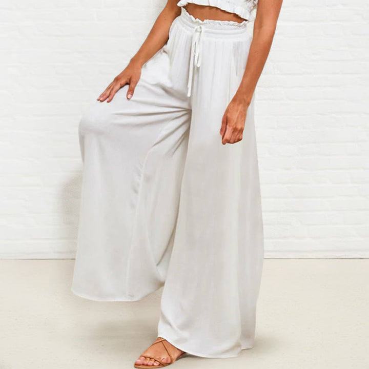 Pantaloni larghi da donna in poliestere con tasche, casual, elastici, a vita alta, semplici, Buddha Stones