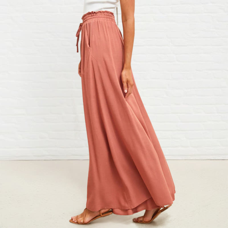 Pantaloni larghi da donna in poliestere con tasche, casual, elastici, a vita alta, semplici, Buddha Stones