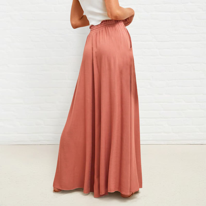 Pantaloni larghi da donna in poliestere con tasche, casual, elastici, a vita alta, semplici, Buddha Stones - image 9