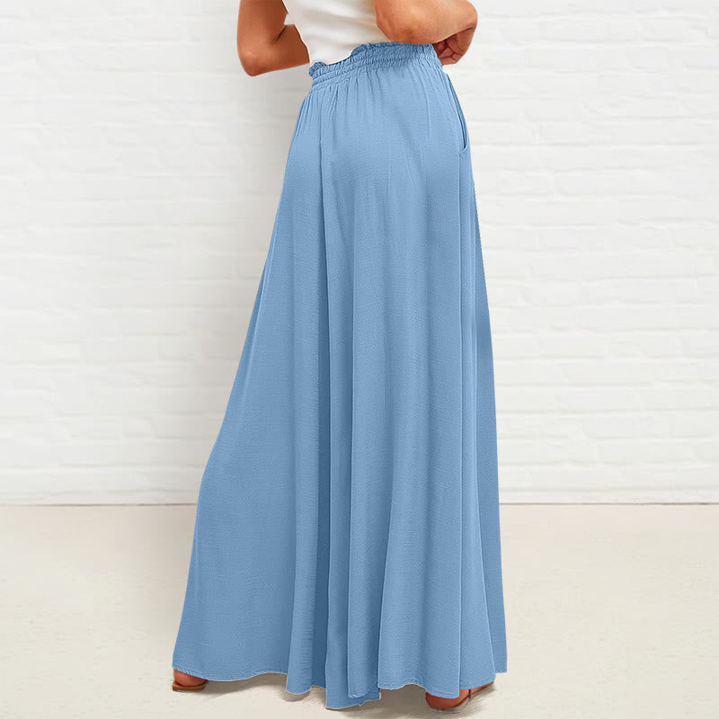 Pantaloni larghi da donna in poliestere con tasche, casual, elastici, a vita alta, semplici, Buddha Stones