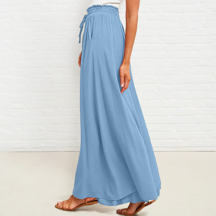 Pantaloni larghi da donna in poliestere con tasche, casual, elastici, a vita alta, semplici, Buddha Stones