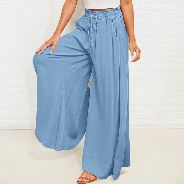 Pantaloni larghi da donna in poliestere con tasche, casual, elastici, a vita alta, semplici, Buddha Stones