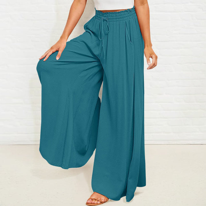 Pantaloni larghi da donna in poliestere con tasche, casual, elastici, a vita alta, semplici, Buddha Stones