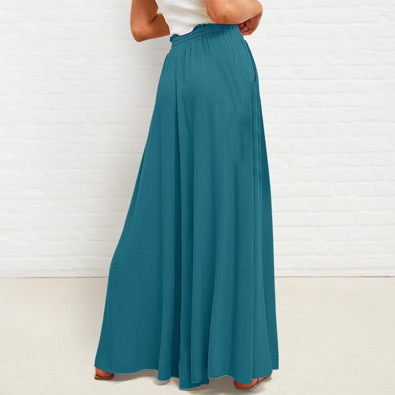 Pantaloni larghi da donna in poliestere con tasche, casual, elastici, a vita alta, semplici, Buddha Stones