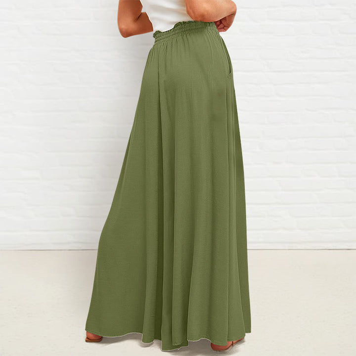 Pantaloni larghi da donna in poliestere con tasche, casual, elastici, a vita alta, semplici, Buddha Stones
