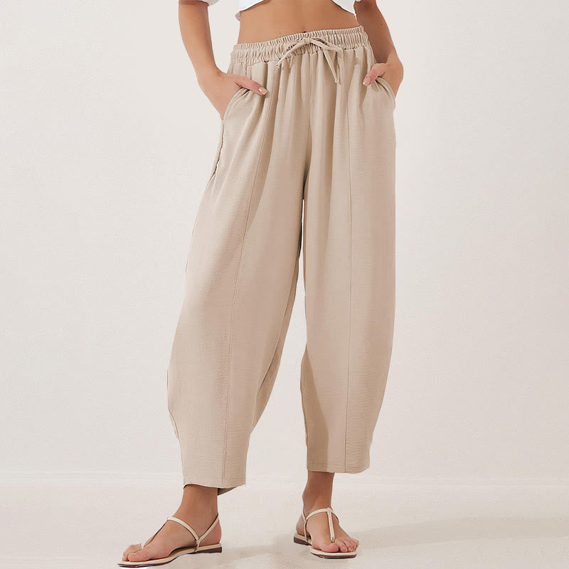 Buddha Stones Casual Plain Loose Coulisse 7/8 in poliestere con tasche - PapayaWhip - US16, UK/AU20, EU48 (3XL) - image 0