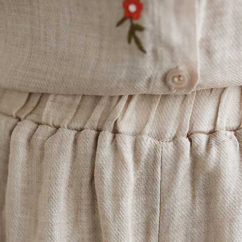 Buddha Stones 2 pezzi cotone ricamo fiori camicia top pantaloni meditazione zen tai chi abbigliamento donna set - image 24