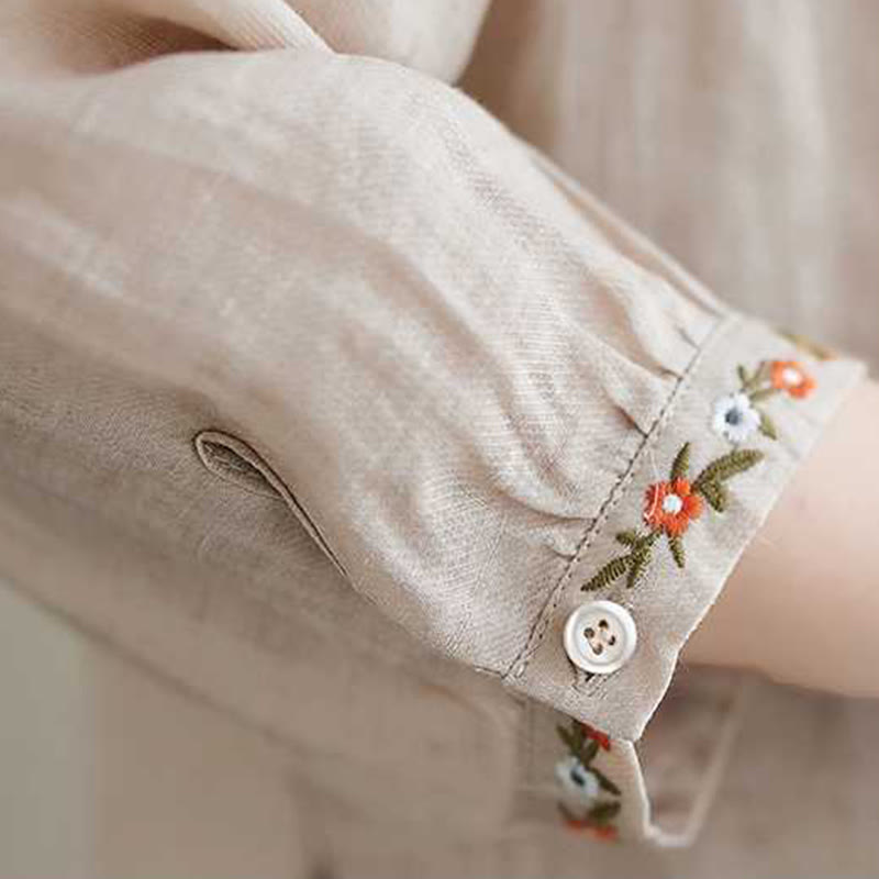 Buddha Stones 2 pezzi cotone ricamo fiori camicia top pantaloni meditazione zen tai chi abbigliamento donna set - image 13