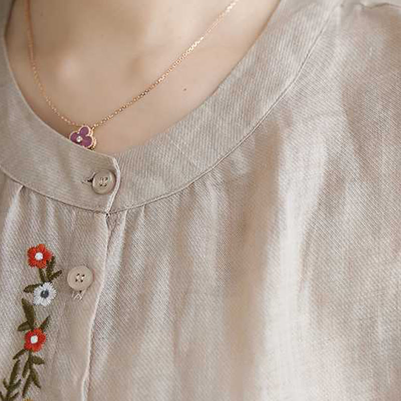 Buddha Stones 2 pezzi cotone ricamo fiori camicia top pantaloni meditazione zen tai chi abbigliamento donna set - image 20