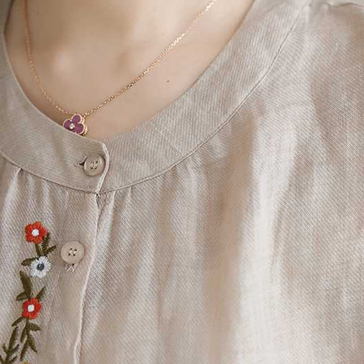 Buddha Stones 2 pezzi cotone ricamo fiori camicia top pantaloni meditazione zen tai chi abbigliamento donna set - image 20