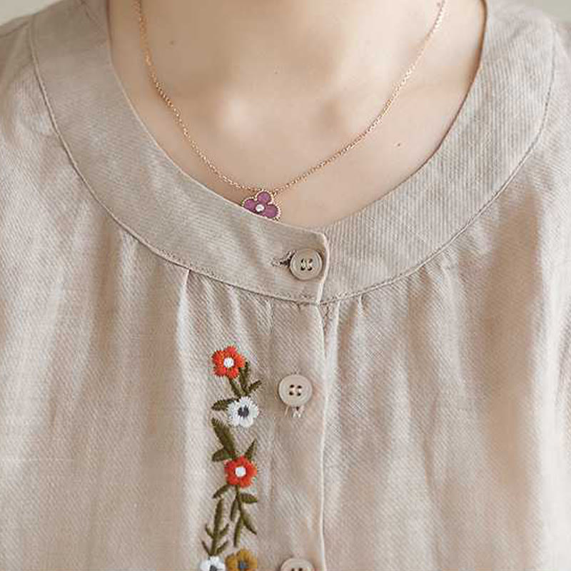 Buddha Stones 2 pezzi cotone ricamo fiori camicia top pantaloni meditazione zen tai chi abbigliamento donna set - image 21