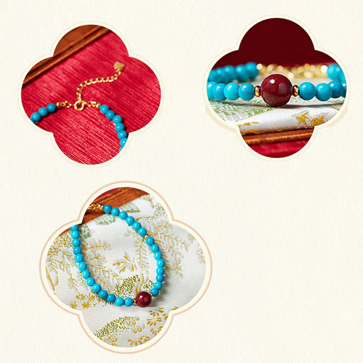 Bracciale di purificazione in argento sterling 925 con Buddha Stones e cinabro turchese - image 10