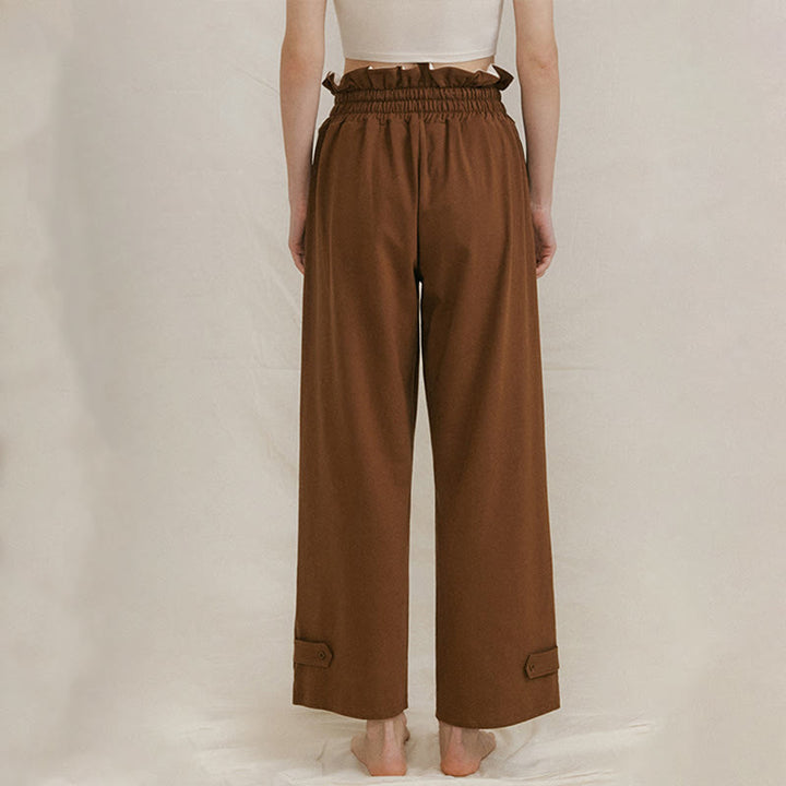 Pantaloni larghi casuali in spandex con fibbia Buddha Stones da donna con tasche - image 2