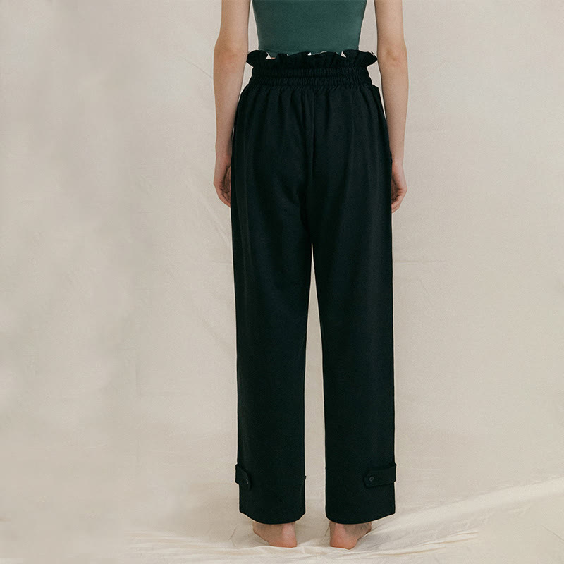 Pantaloni larghi casuali in spandex con fibbia Buddha Stones da donna con tasche - image 11