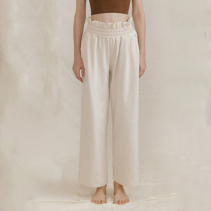 Pantaloni larghi casuali in spandex con fibbia Buddha Stones da donna con tasche - FlorealeBianco - US6, UK/AU10, EU38 (XL) - image 16
