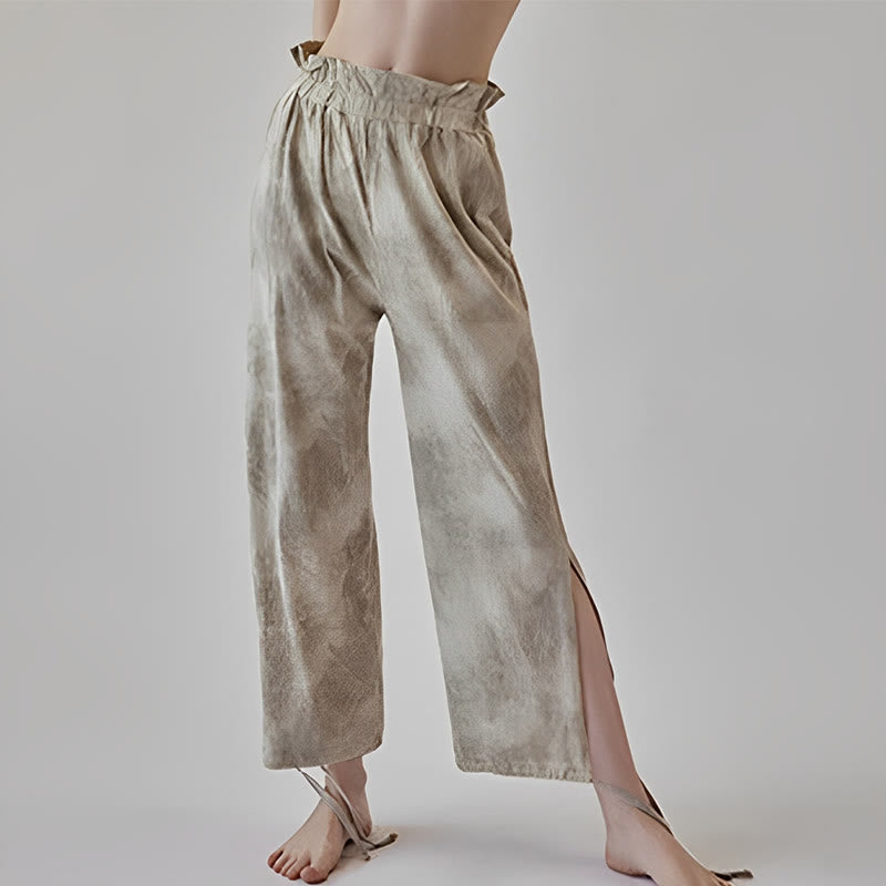 Pantaloni casual Buddha Stones con lacci per le gambe, stampa a inchiostro, pantaloni in spandex da donna - Grano - US6, UK/AU10, EU38 (XL) - image 7