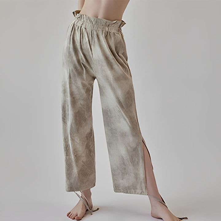 Pantaloni casual Buddha Stones con lacci per le gambe, stampa a inchiostro, pantaloni in spandex da donna - Grano - US6, UK/AU10, EU38 (XL) - image 7
