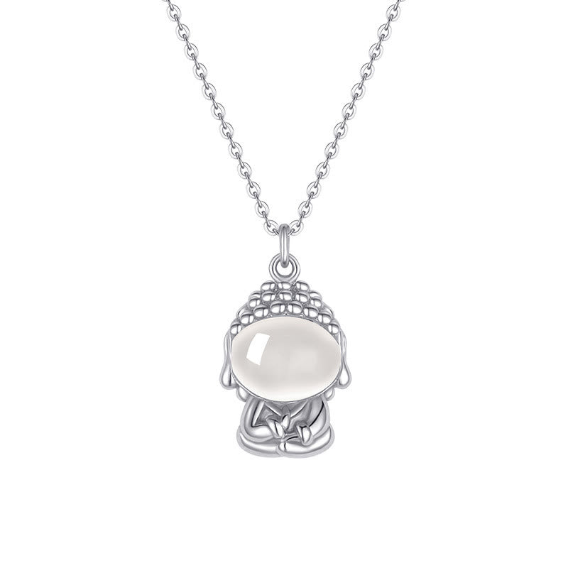 Collana pendente Buddha Stones in argento sterling 925 con calcedonio e Buddha senza forma, positivo - image 10