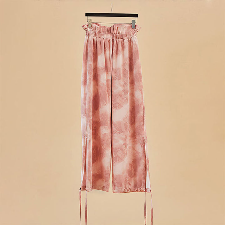 Pantaloni casual Buddha Stones con lacci per le gambe, stampa a inchiostro, pantaloni in spandex da donna - image 2