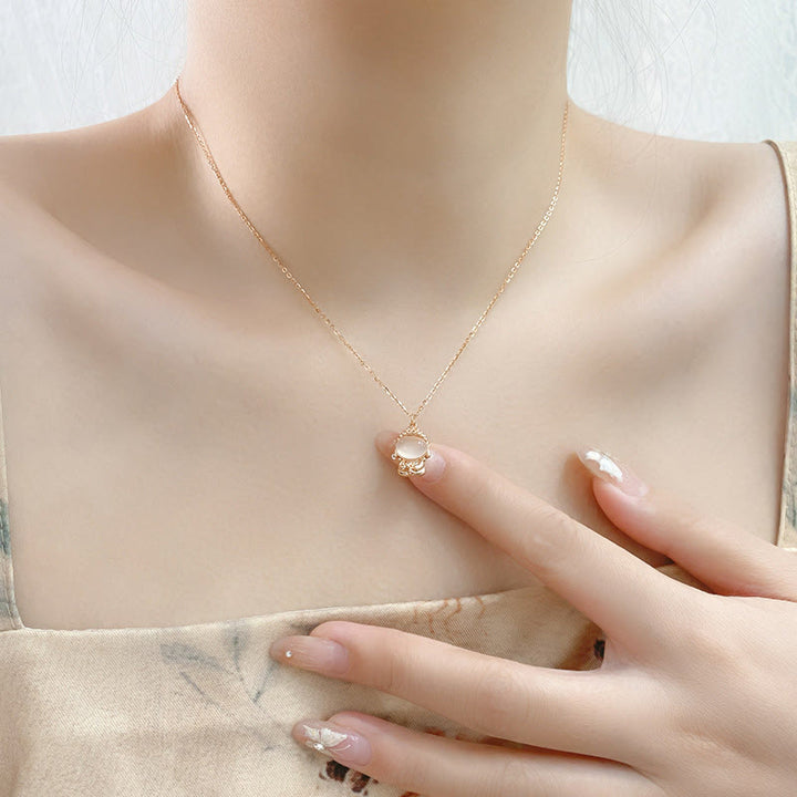 Collana pendente Buddha Stones in argento sterling 925 con calcedonio e Buddha senza forma, positivo - image 2