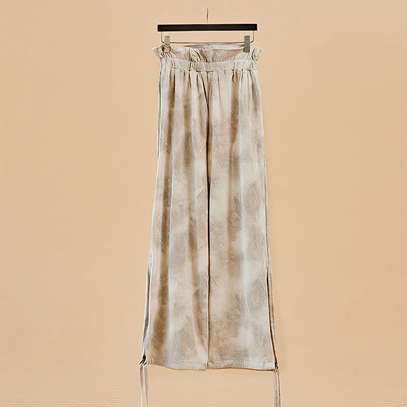 Pantaloni casual Buddha Stones con lacci per le gambe, stampa a inchiostro, pantaloni in spandex da donna - image 8