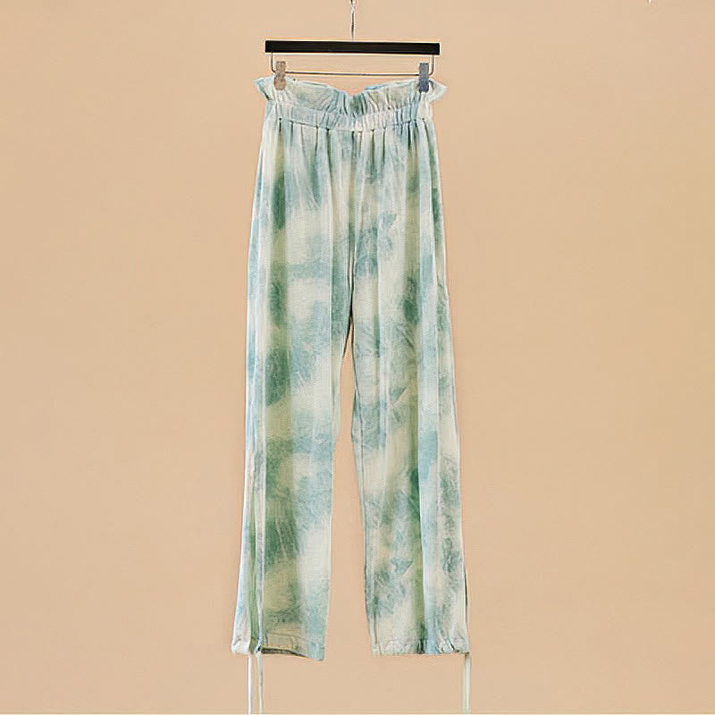Pantaloni casual Buddha Stones con lacci per le gambe, stampa a inchiostro, pantaloni in spandex da donna - image 16