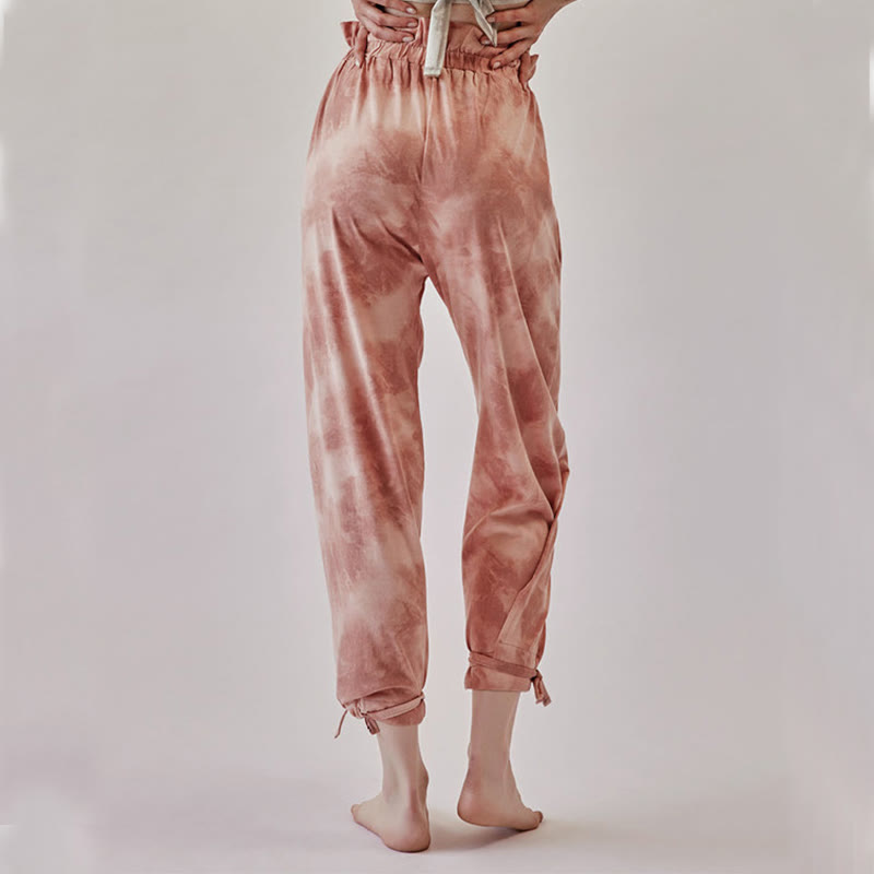 Pantaloni casual Buddha Stones con lacci per le gambe, stampa a inchiostro, pantaloni in spandex da donna - image 5