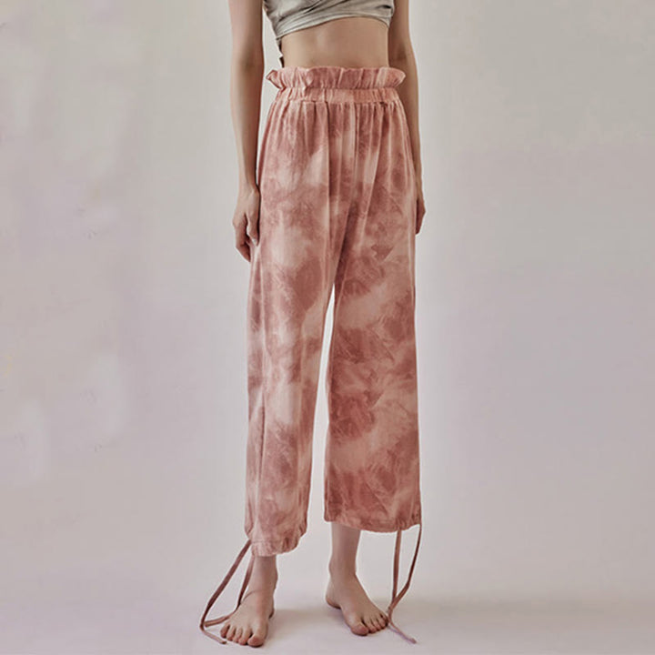 Pantaloni casual Buddha Stones con lacci per le gambe, stampa a inchiostro, pantaloni in spandex da donna - image 3
