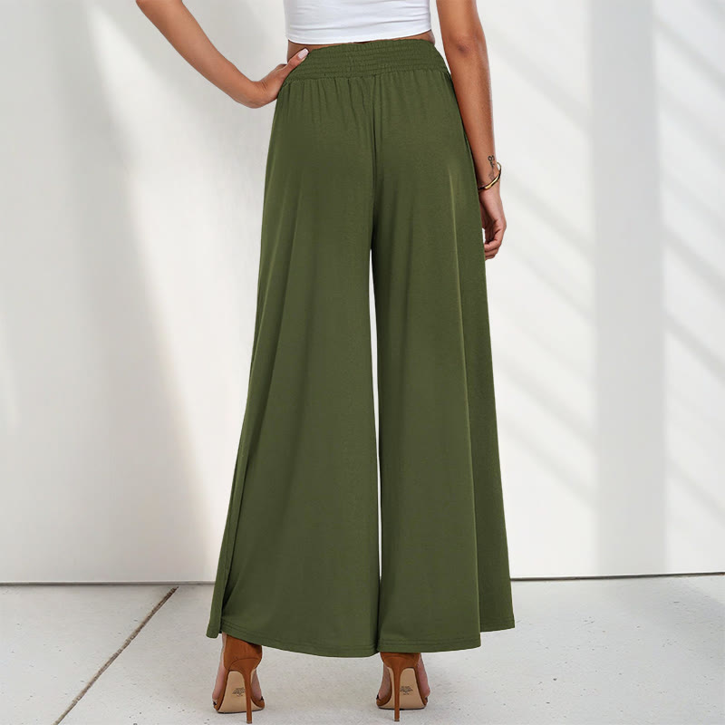 Pantaloni larghi da donna in poliestere con tasche, casual, a vita alta, semplici e larghi, con Buddha Stones