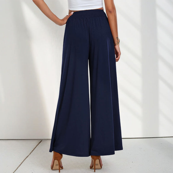 Pantaloni larghi da donna in poliestere con tasche, casual, a vita alta, semplici e larghi, con Buddha Stones