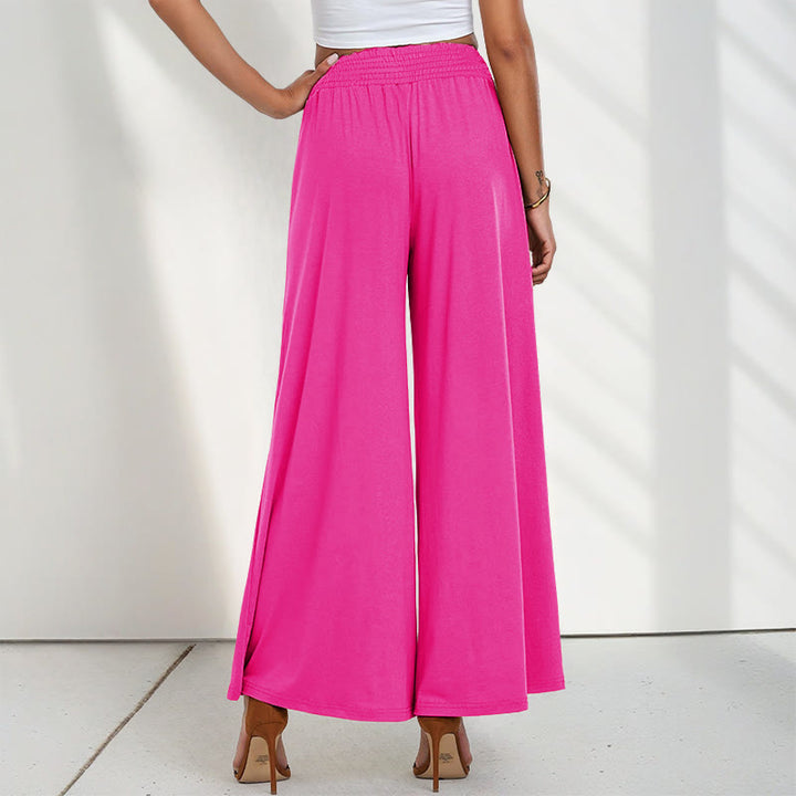 Pantaloni larghi da donna in poliestere con tasche, casual, a vita alta, semplici e larghi, con Buddha Stones