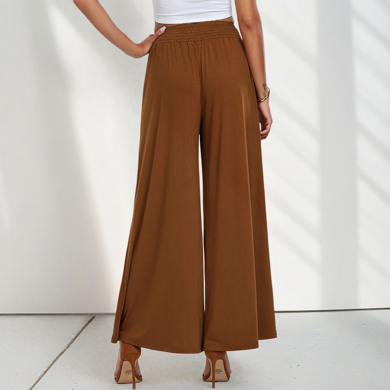 Pantaloni larghi da donna in poliestere con tasche, casual, a vita alta, semplici e larghi, con Buddha Stones