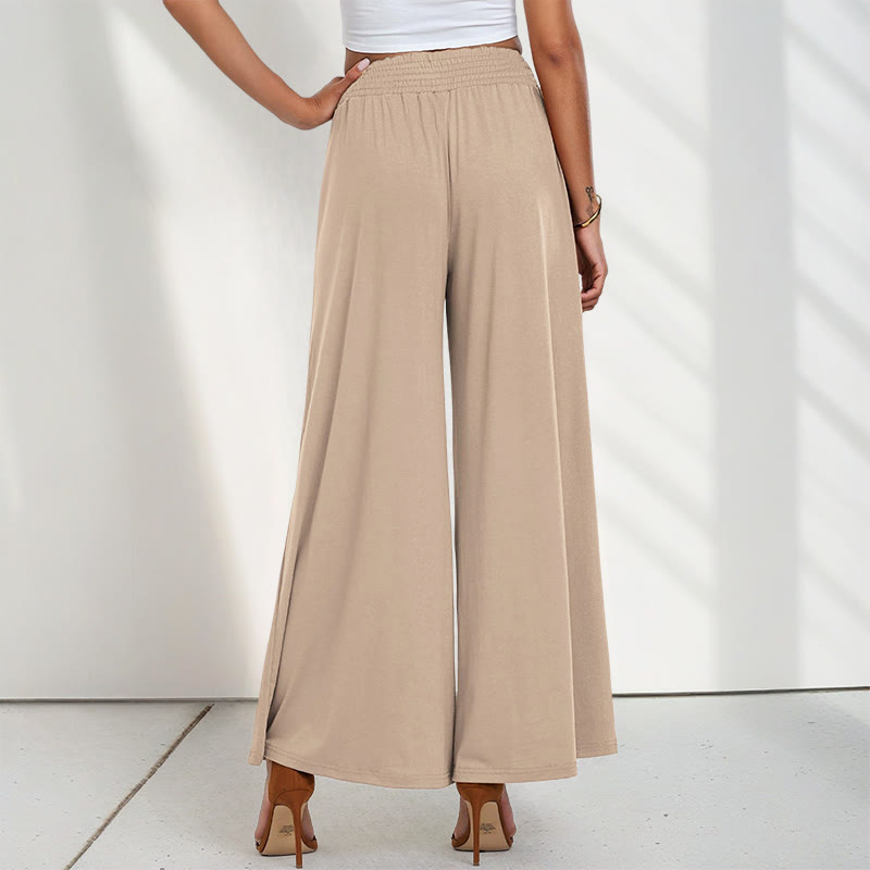 Pantaloni larghi da donna in poliestere con tasche, casual, a vita alta, semplici e larghi, con Buddha Stones