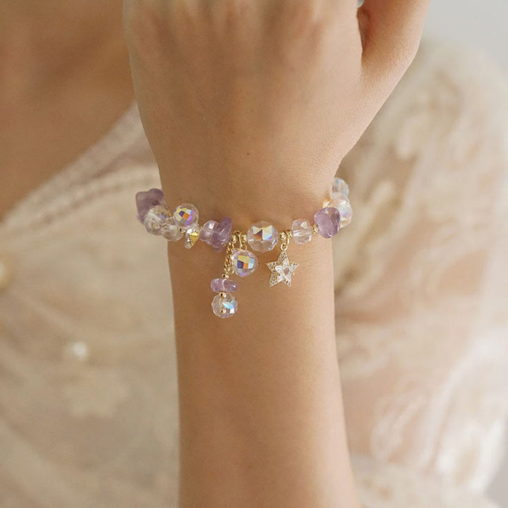 Bracciale con ciondolo a forma di stella in cristallo di ametista naturale Buddha Stones, trasformazione positiva