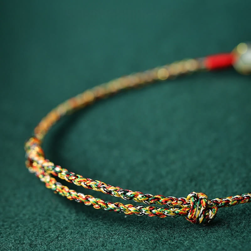 Braccialetto di corda colorata con fibbia di pace in giada e Buddha Stones fatto a mano