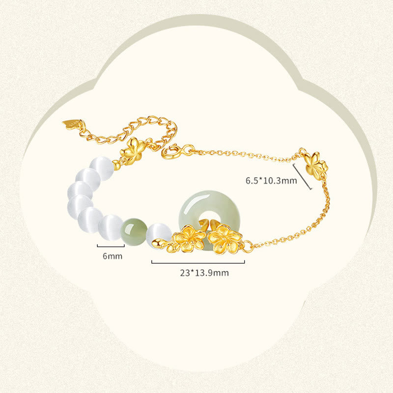 Braccialetto della fortuna con fibbia della pace in giada naturale Hetian in argento sterling 999 Buddha Stones - image 6