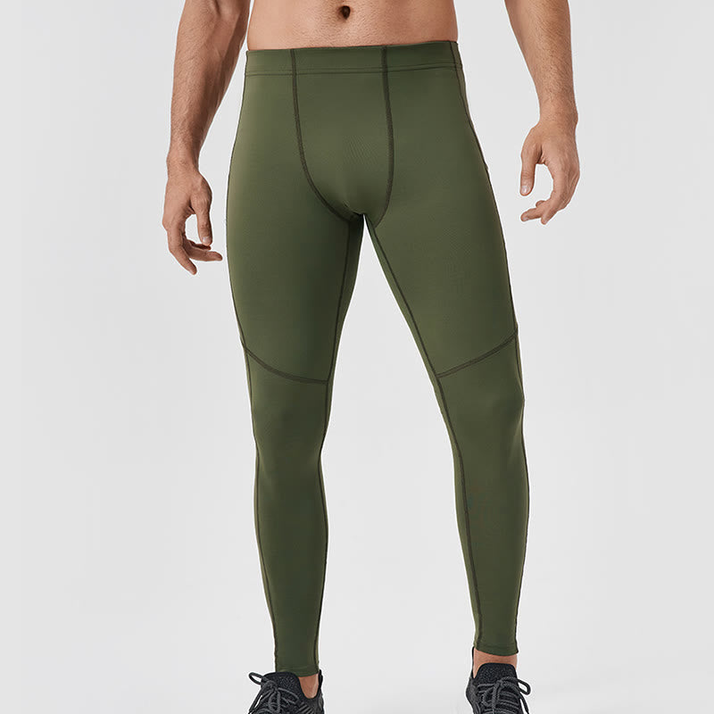 Pantaloni sportivi da uomo elastici e traspiranti con vita alta, tinta unita, Buddha Stones, con tasca posteriore con cerniera