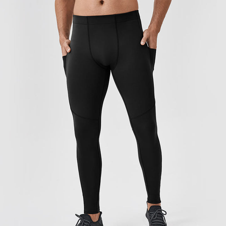 Pantaloni sportivi da uomo elastici e traspiranti con vita alta, tinta unita, Buddha Stones, con tasca posteriore con cerniera