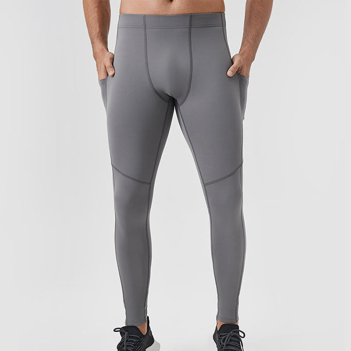 Pantaloni sportivi da uomo elastici e traspiranti con vita alta, tinta unita, Buddha Stones, con tasca posteriore con cerniera