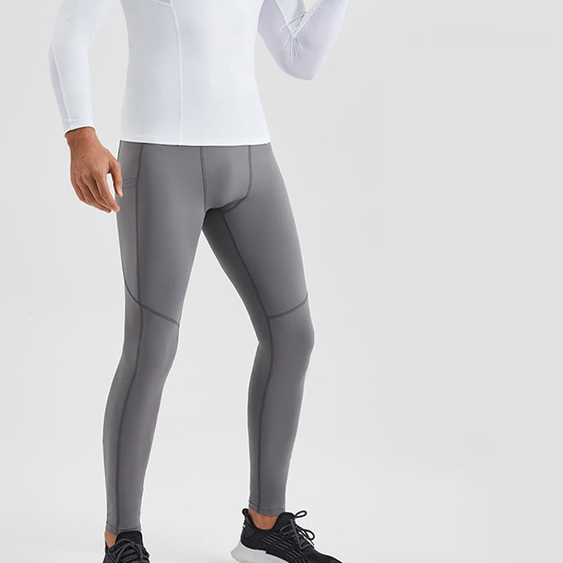 Pantaloni sportivi da uomo elastici e traspiranti con vita alta, tinta unita, Buddha Stones, con tasca posteriore con cerniera