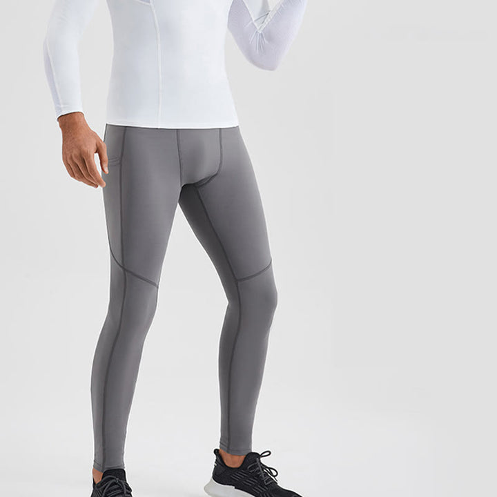 Pantaloni sportivi da uomo elastici e traspiranti con vita alta, tinta unita, Buddha Stones, con tasca posteriore con cerniera
