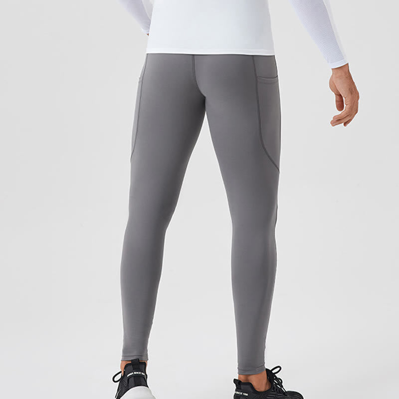 Pantaloni sportivi da uomo elastici e traspiranti con vita alta, tinta unita, Buddha Stones, con tasca posteriore con cerniera