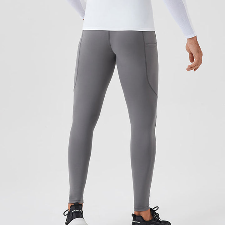 Pantaloni sportivi da uomo elastici e traspiranti con vita alta, tinta unita, Buddha Stones, con tasca posteriore con cerniera