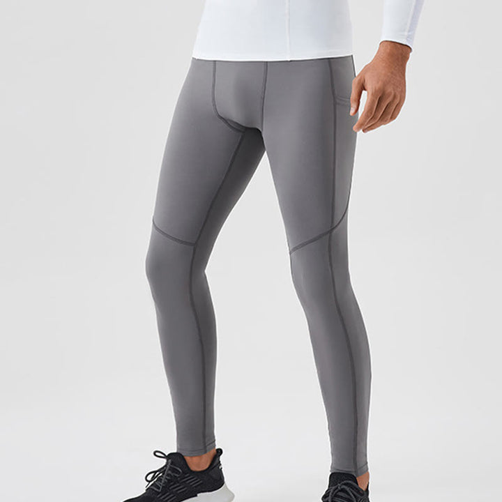 Pantaloni sportivi da uomo elastici e traspiranti con vita alta, tinta unita, Buddha Stones, con tasca posteriore con cerniera