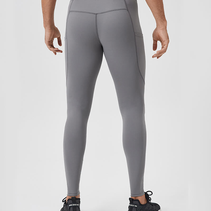 Pantaloni sportivi da uomo elastici e traspiranti con vita alta, tinta unita, Buddha Stones, con tasca posteriore con cerniera