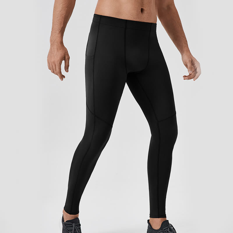 Pantaloni sportivi da uomo elastici e traspiranti con vita alta, tinta unita, Buddha Stones, con tasca posteriore con cerniera