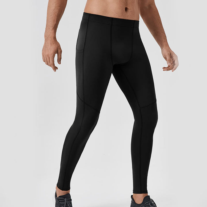Pantaloni sportivi da uomo elastici e traspiranti con vita alta, tinta unita, Buddha Stones, con tasca posteriore con cerniera